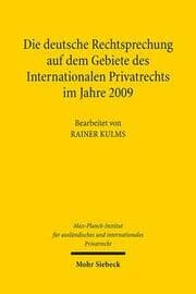 Cover von Die deutsche Rechtsprechung auf dem Gebiete des Internationalen Privatrechts im Jahre 2009