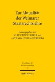 Cover von Zur Aktualität der Weimarer Staatsrechtslehre