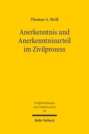Cover von Anerkenntnis und Anerkenntnisurteil im Zivilprozess