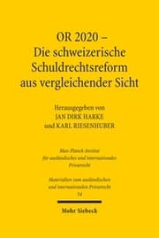 Cover von OR 2020 - Die schweizerische Schuldrechtsreform aus vergleichender Sicht