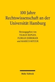 Cover von 100 Jahre Rechtswissenschaft an der Universität Hamburg