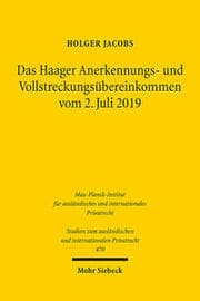 Cover von Das Haager Anerkennungs- und Vollstreckungsübereinkommen vom 2. Juli 2019