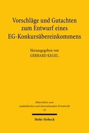 Cover von Vorschläge und Gutachten zum Entwurf eines EG-Konkursübereinkommens