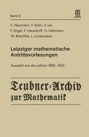 Cover von Leipziger mathematische Antrittsvorlesungen