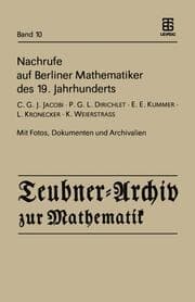 Cover von Nachrufe auf Berliner Mathematiker des 19.Jahrhunderts