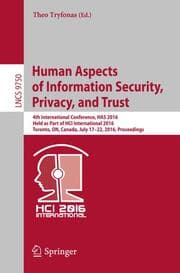 Cover von Human Aspects of Information Security, Privacy, and Trust