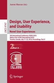 Cover von Design, User Experience, and Usability: Novel User Experiences