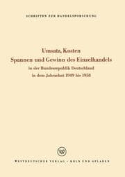 Cover von Umsatz, Kosten, Spannen und Gewinn des Einzelhandels