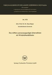 Cover von Das mittlere personengeprägte Unternehmen als Wirtschaftsstabilisator