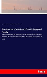 Cover von The Question of a Division of the Philosophical Faculty