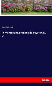 Cover von In Memoriam. Frederic de Peyster, LL. D