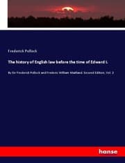 Cover von The history of English law before the time of Edward I.