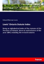 Cover von Lewis' Ontario Statute Index