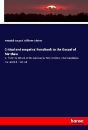 Cover von Critical and exegetical handbook to the Gospel of Matthew