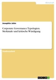 Cover von Corporate Governance Typologien. Merkmale und kritische Würdigung