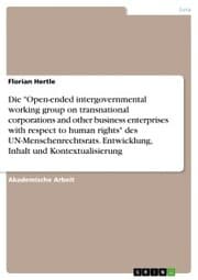 Cover von Die 'Open-ended intergovernmental working group on transnational corporations and other business enterprises with respect to human rights' des UN-Menschenrechtsrats. Entwicklung, Inhalt und Kontextualisierung