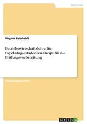 Cover von Betriebswirtschaftslehre für Psychologiestudenten. Skript für die Prüfungsvorbereitung