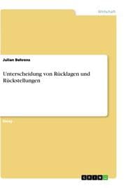 Cover von Unterscheidung von Rücklagen und Rückstellungen