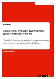 Cover von Egalitarismus zwischen Eigennutz und gesellschaftlicher Stabilität