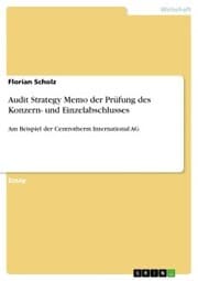 Cover von Audit Strategy Memo der Prüfung des Konzern- und Einzelabschlusses