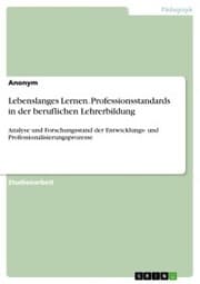 Cover von Lebenslanges Lernen. Professionsstandards in der beruflichen Lehrerbildung