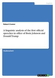 Cover von A linguistic analysis of the first official speeches in office of Boris Johnson and Donald Trump