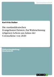 Cover von Die russlanddeutschen Evangeliums-Christen. Zur Wahrnehmung religiösen Lebens aus Anlass der Corona-Krise von 2020