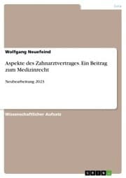 Cover von Aspekte des Zahnarztvertrages. Ein Beitrag zum Medizinrecht