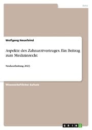 Cover von Aspekte des Zahnarztvertrages. Ein Beitrag zum Medizinrecht