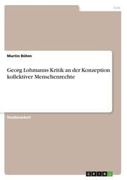 Cover von Georg Lohmanns Kritik an der Konzeption kollektiver Menschenrechte