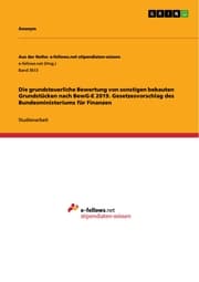 Cover von Die grundsteuerliche Bewertung von sonstigen bebauten Grundstücken nach BewG-E 2019. Gesetzesvorschlag des Bundesministeriums für Finanzen