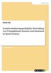 Cover von Sozialversicherungsrechtliche Beurteilung von Übungsleitern, Trainern und Betreuern in Sportvereinen