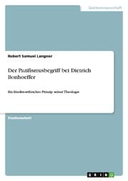Cover von Der Pazifismusbegriff bei Dietrich Bonhoeffer