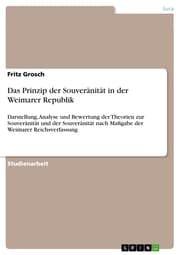 Cover von Das Prinzip der Souveränität in der Weimarer Republik