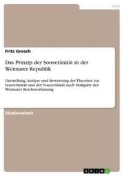 Cover von Das Prinzip der Souveränität in der Weimarer Republik