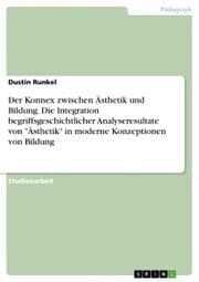 Cover von Der Konnex zwischen Ästhetik und Bildung. Die Integration begriffsgeschichtlicher Analyseresultate von 'Ästhetik' in moderne Konzeptionen von Bildung