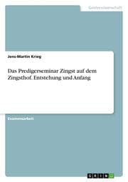 Cover von Das Predigerseminar Zingst auf dem Zingsthof. Entstehung und Anfang