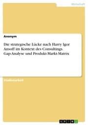 Cover von Die strategische Lücke nach Harry Igor Ansoff im Kontext des Consultings. Gap-Analyse und Produkt-Markt-Matrix