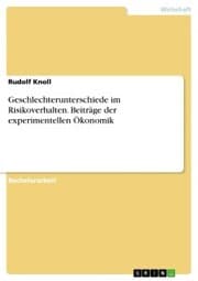 Cover von Geschlechterunterschiede im Risikoverhalten. Beiträge der experimentellen Ökonomik