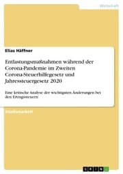 Cover von Entlastungsmaßnahmen während der Corona-Pandemie im Zweiten Corona-Steuerhilfegesetz und Jahressteuergesetz 2020