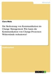 Cover von Die Bedeutung von Kommunikation im Change Management. Wie kann die Kommunikation von Change-Prozessen Widerstände reduzieren?