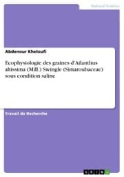 Cover von Ecophysiologie des graines d'Ailanthus altissima (Mill.) Swingle (Simaroubaceae) sous condition saline