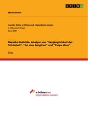 Cover von Barocke Gedichte. Analyse von 'Vergänglichkeit der Schönheit','An eine Jungfrau' und 'Carpe diem'