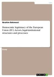 Cover von Democratic legitimacy of the European Union (EU). Actors, legal-institutional structures and processes