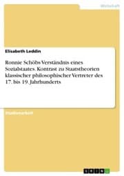 Cover von Ronnie Schöbs Verständnis eines Sozialstaates. Kontrast zu Staatstheorien klassischer philosophischer Vertreter des 17. bis 19. Jahrhunderts