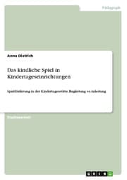Cover von Das kindliche Spiel in Kindertageseinrichtungen
