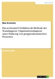 Cover von Das act4teams®-Verfahren als Methode der Teamdiagnose. Organisationsdiagnose unter Einbezug von gruppendynamischen Prozessen