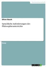 Cover von Sprachliche Anforderungen des Philosophieunterrichts