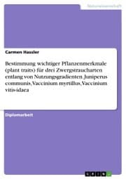 Cover von Bestimmung wichtiger Pflanzenmerkmale (plant traits) für drei Zwergstraucharten entlang von Nutzungsgradienten. Juniperus communis, Vaccinium myrtillus, Vaccinium vitis-idaea