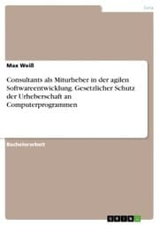 Cover von Consultants als Miturheber in der agilen Softwareentwicklung. Gesetzlicher Schutz der Urheberschaft an Computerprogrammen